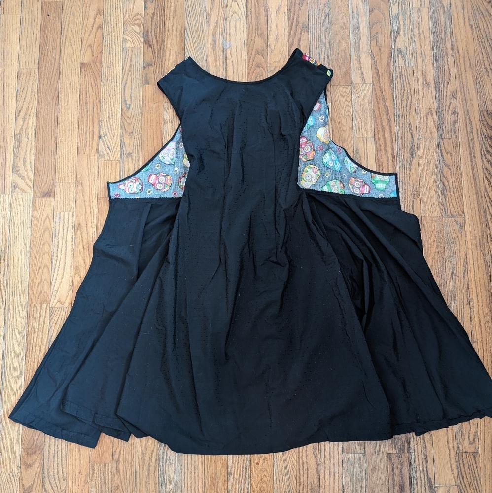 Vintage Handmade Black Dress with Sugar Skulls, Apron Closure - Picture 4 of 5